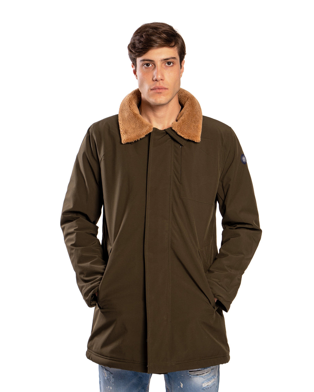 Parka Cappotto con collo in staccabile in Pelliccia