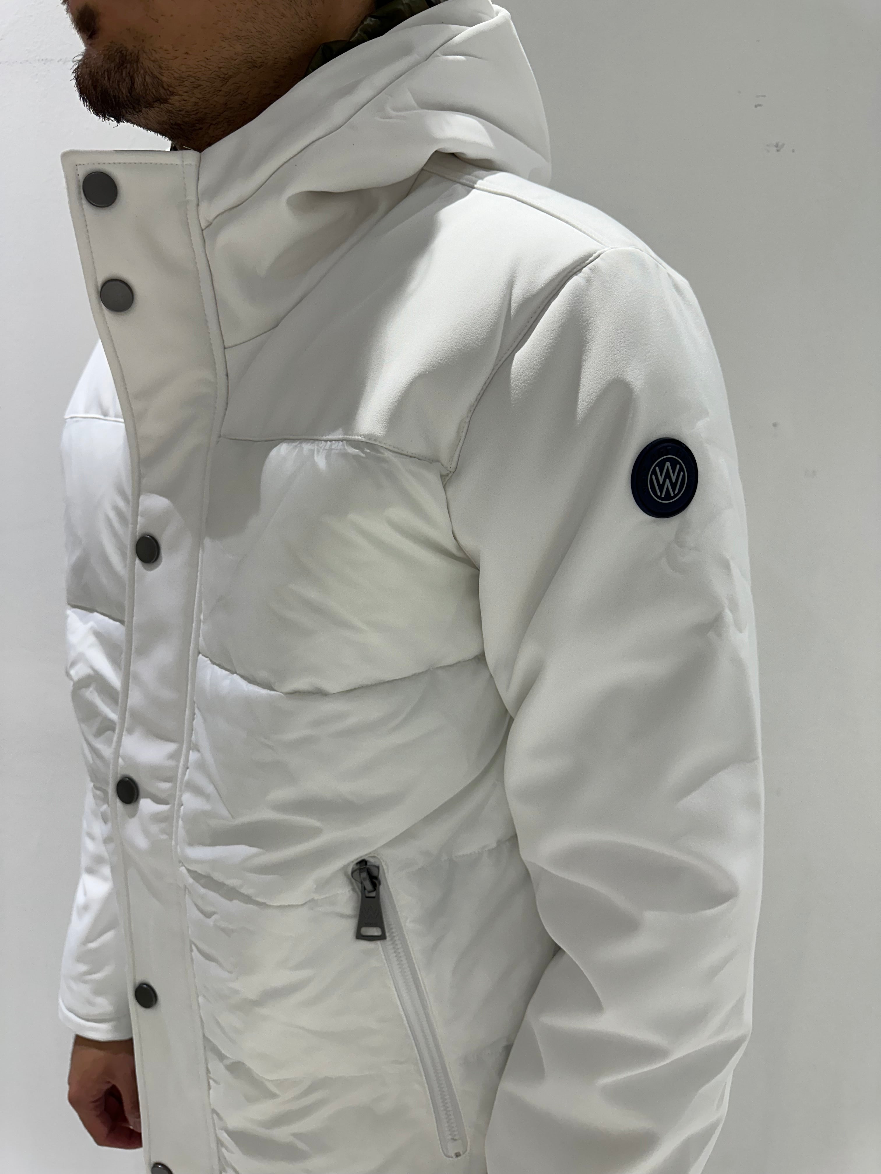 GIUBBOTTO DOPPIO TESSUTO SOFTSHELL E PIUMINO