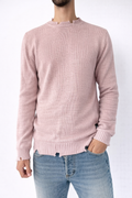 MAGLIONE DAMAGE TINTA UNICA CON DETTAGLI POLSI
