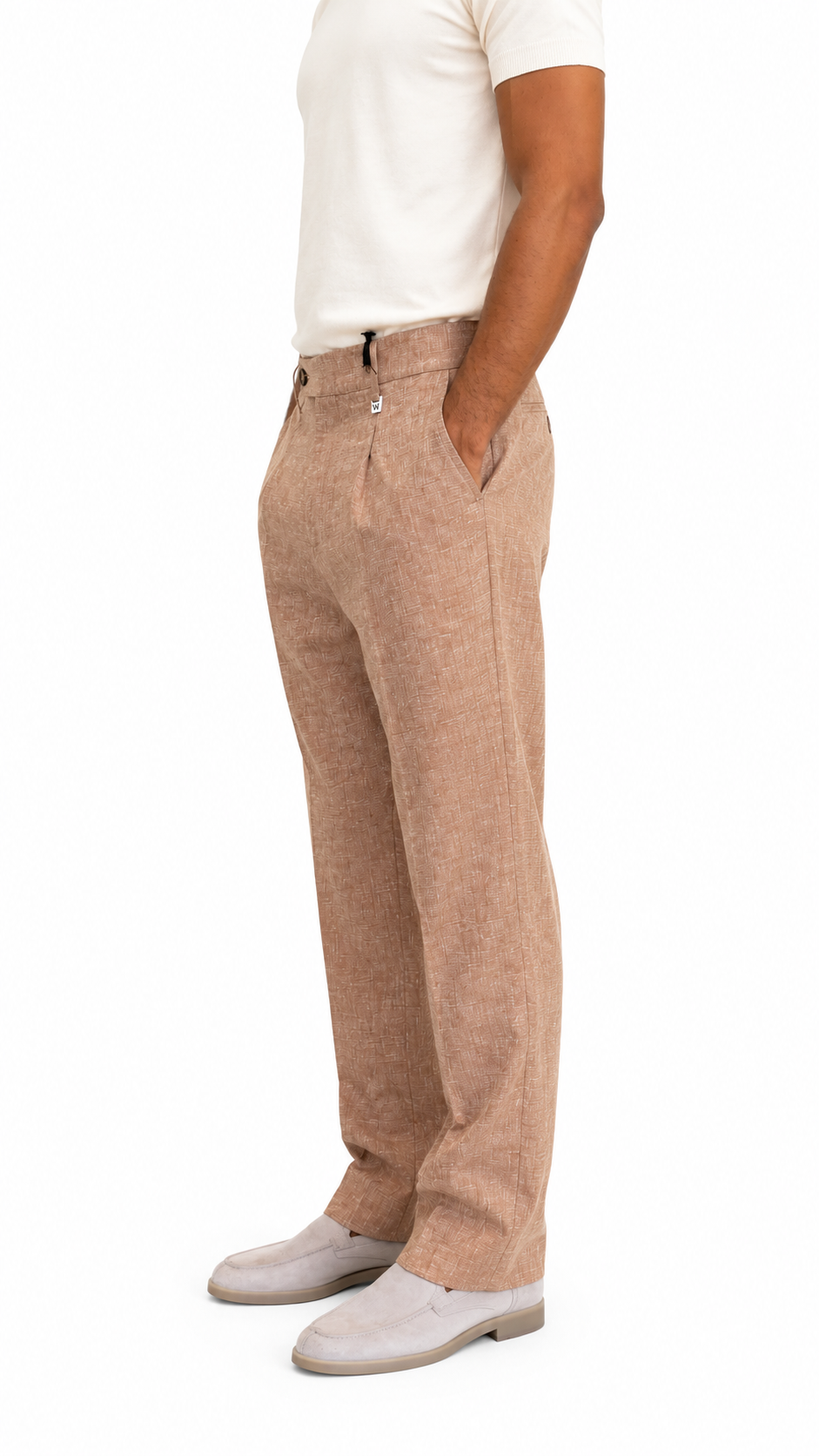 PANTALONE IN MISTO LINO SALMONE