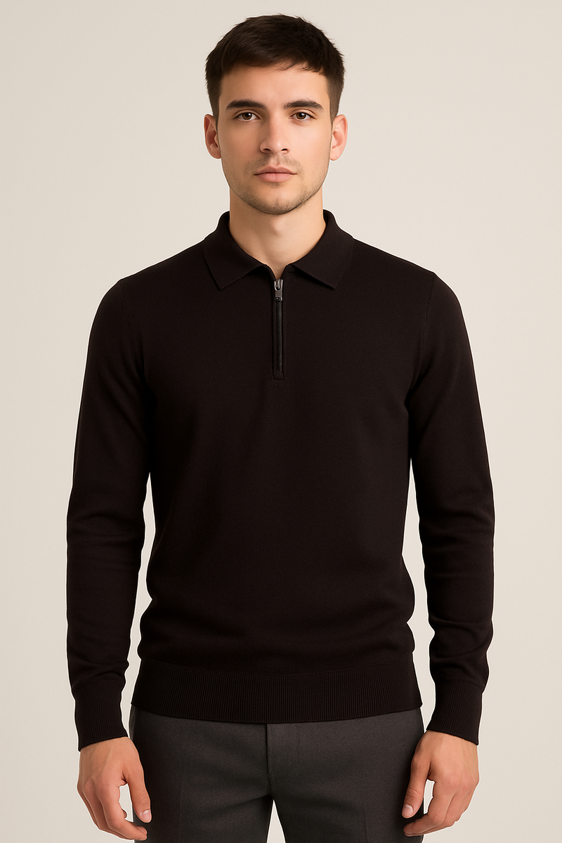 Polo manica lunga con zip