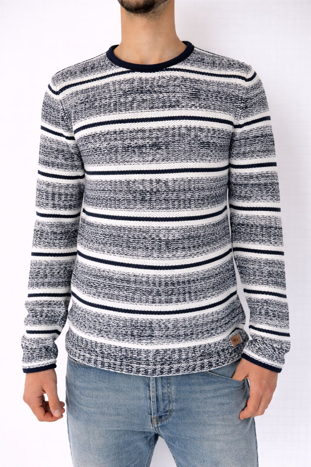 MAGLIONE SOLID FANTASIA BLACK AND WHITE