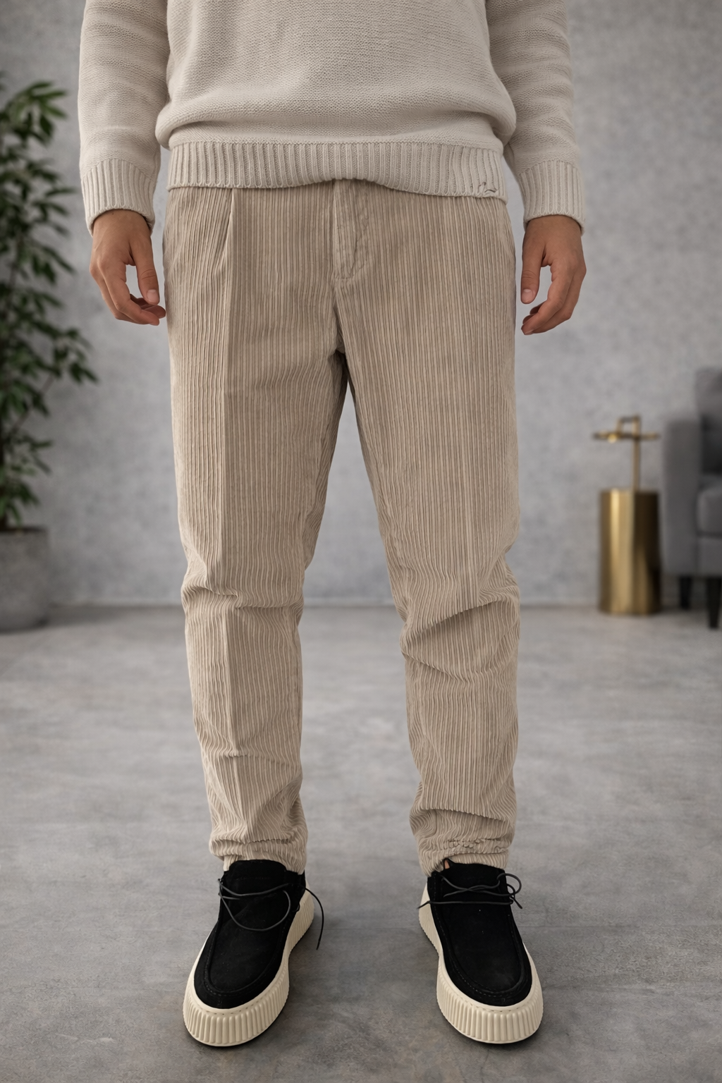 PANTALONE NEWMAN VELVET Why Not Brand PANNA BEIGE