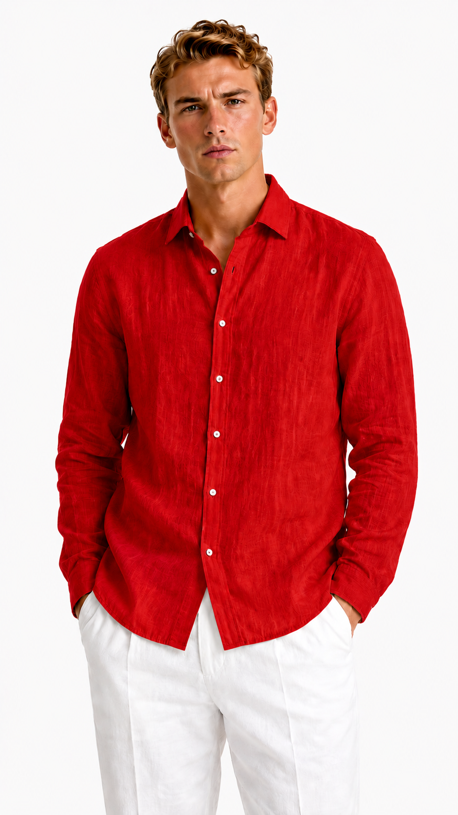 CAMICIA IN 100% LINO CON COLLO ITALIANO