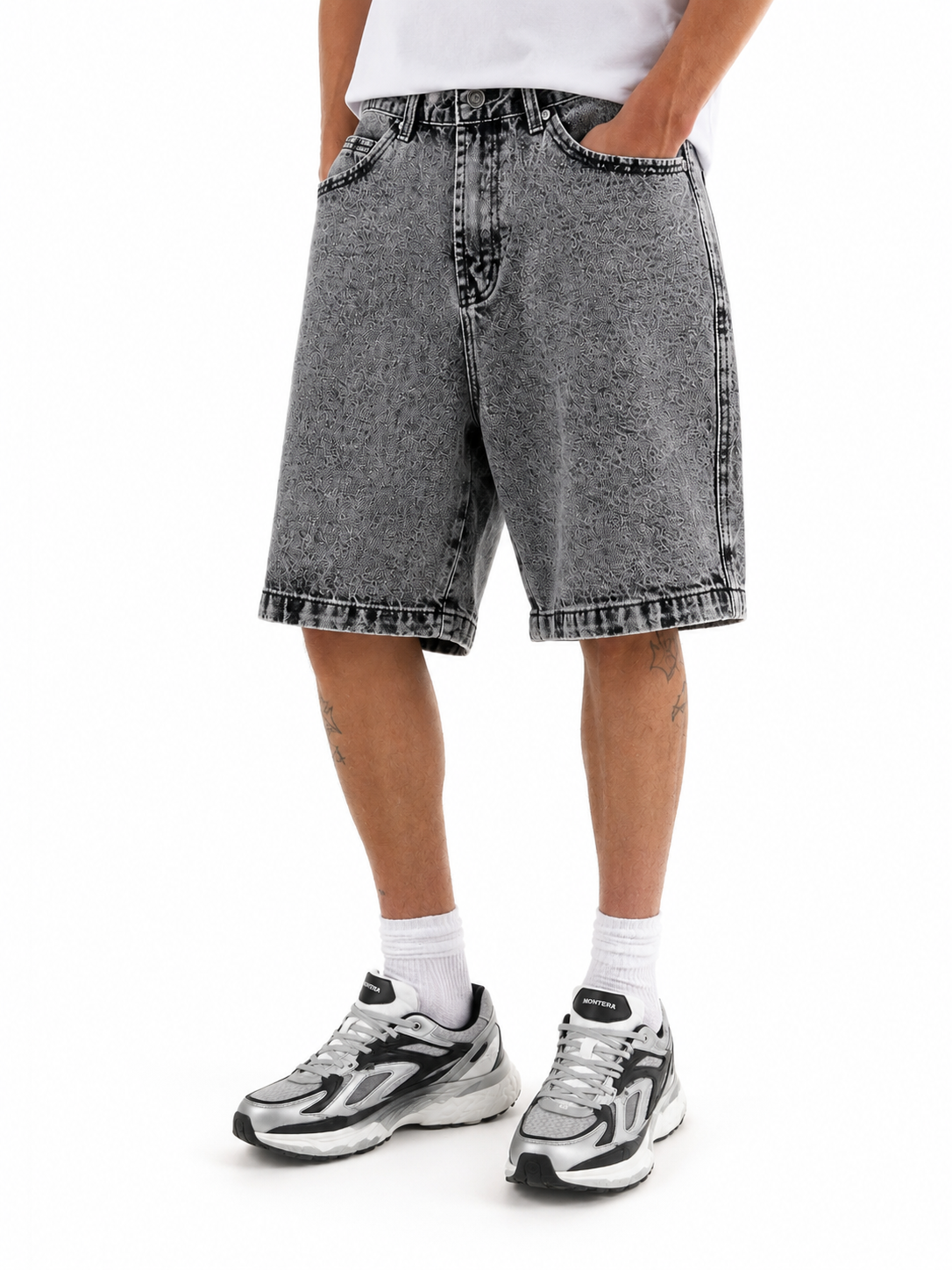 Bermuda in jeans baggy fit gray wash