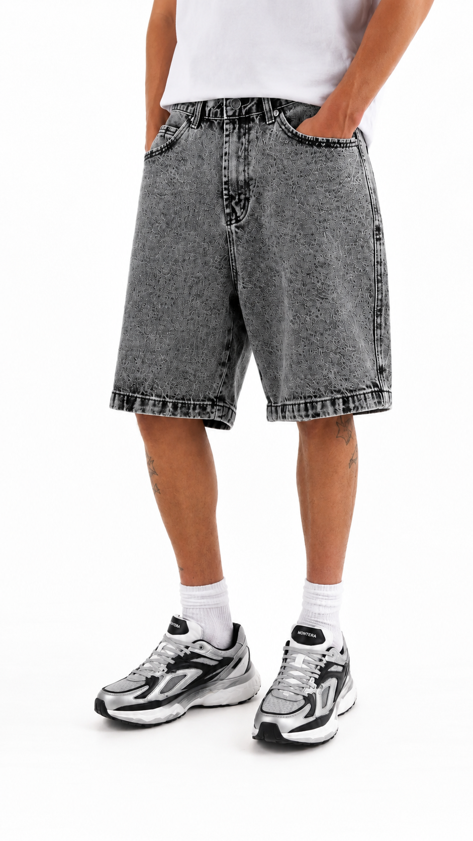 BERMUDA IN JEANS BAGGY FIT  GRAY WASH
