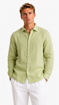CAMICIA IN 100% LINO CON COLLO ITALIANO