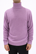 MAGLIONE COLLO ALTO CON MICROFANTASIA TINTA SU TINTA