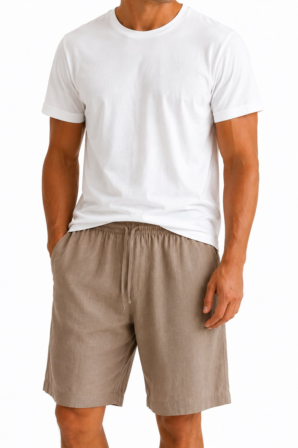 PANTALONCINO BEIGE 100% LINO