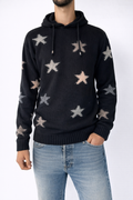 MAGLIONE CON CAPPUCCIO E FANTASIA A STELLE