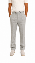 PANTALONE IN MISTO LINO GRIGIO