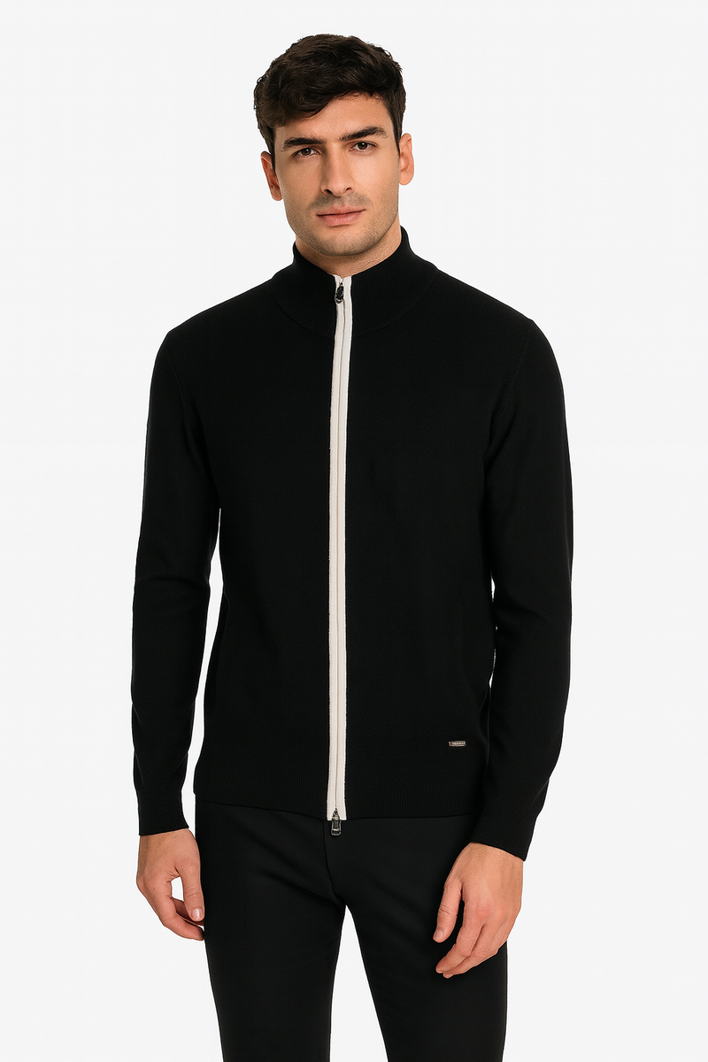 Cardigan doppia chiusura zip e bottoni