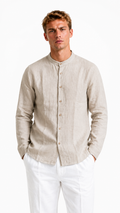 CAMICIA IN 100% LINO CON COLLO COREANO