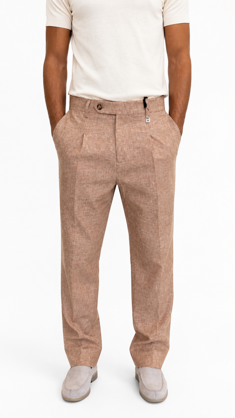PANTALONE IN MISTO LINO SALMONE