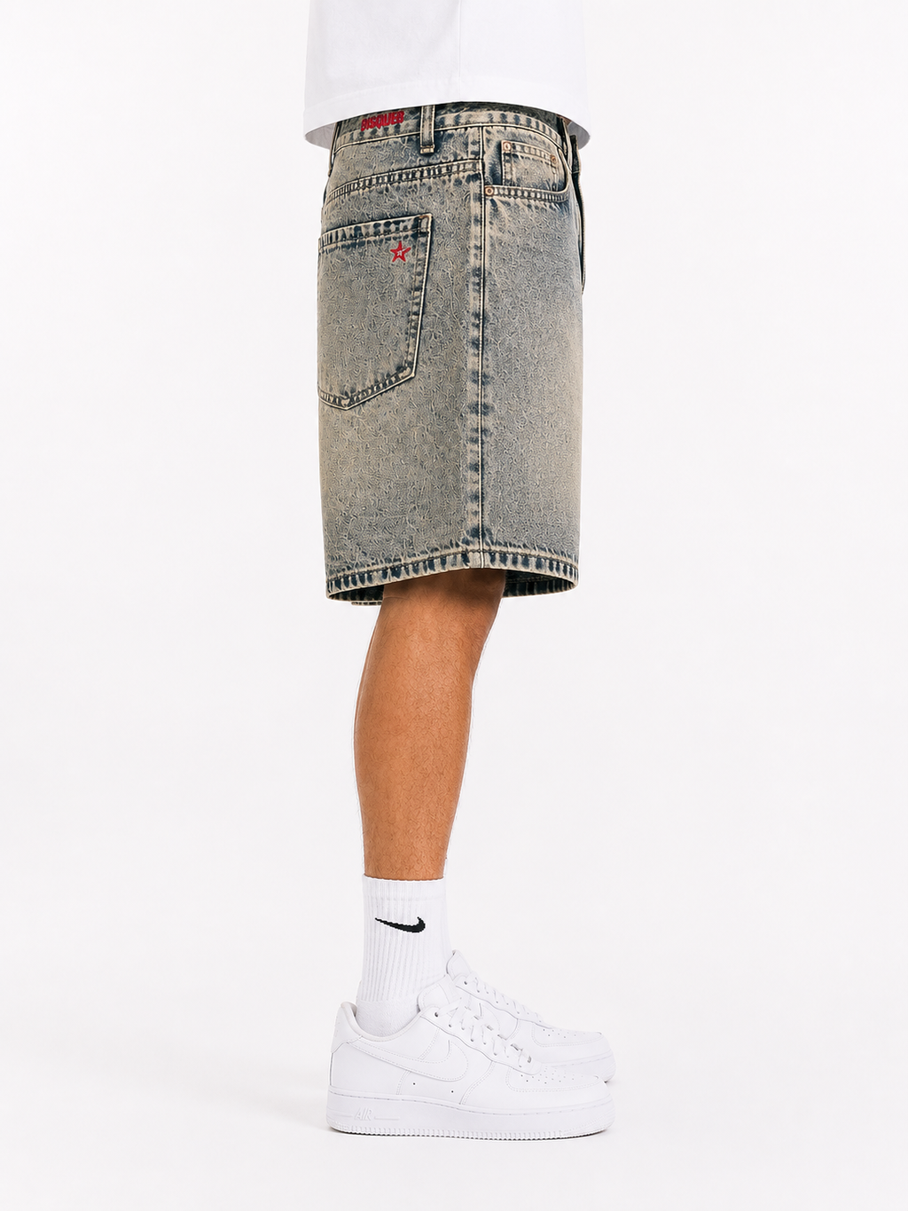 Bermuda in jeans sabbiato baggy fit