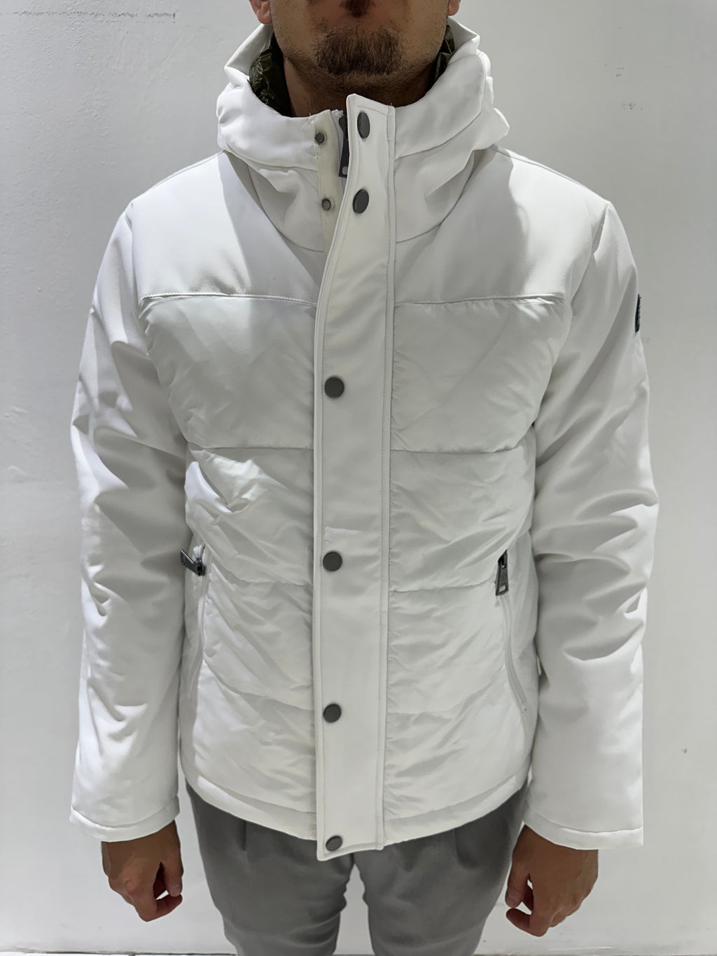 GIUBBOTTO DOPPIO TESSUTO SOFTSHELL E PIUMINO