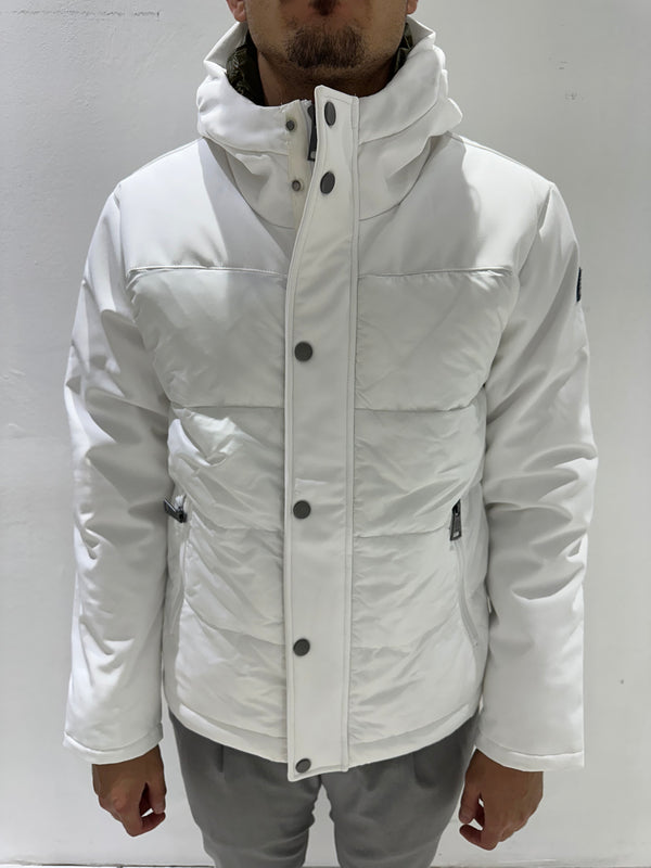 Giubbotto doppio tessuto softshell e piumino