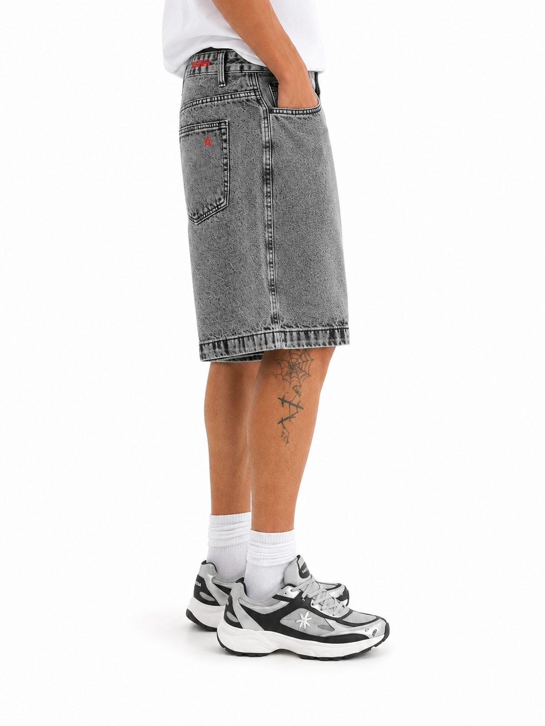 Bermuda in jeans baggy fit gray wash