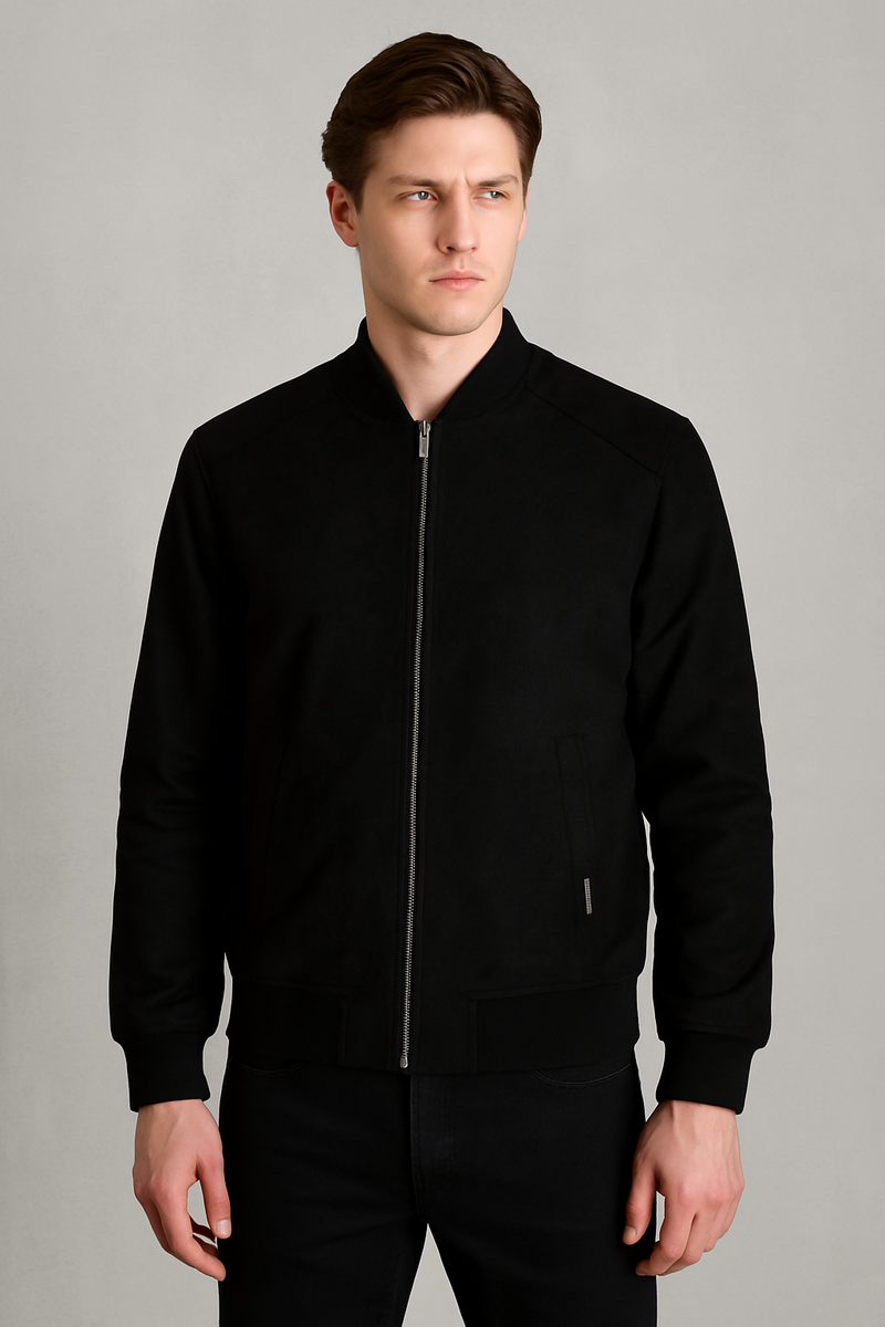 Bomber in camoscio con zip