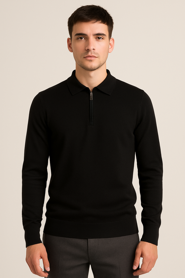 Polo manica lunga con zip