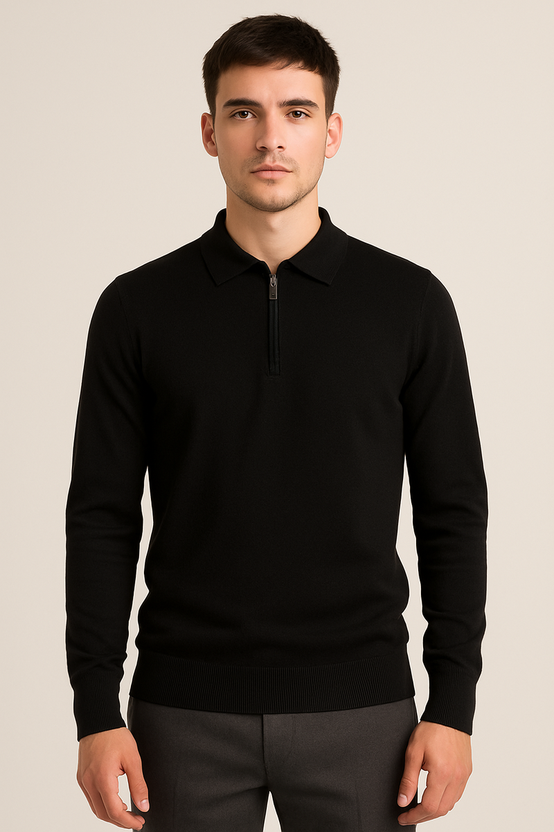 Polo manica lunga con zip