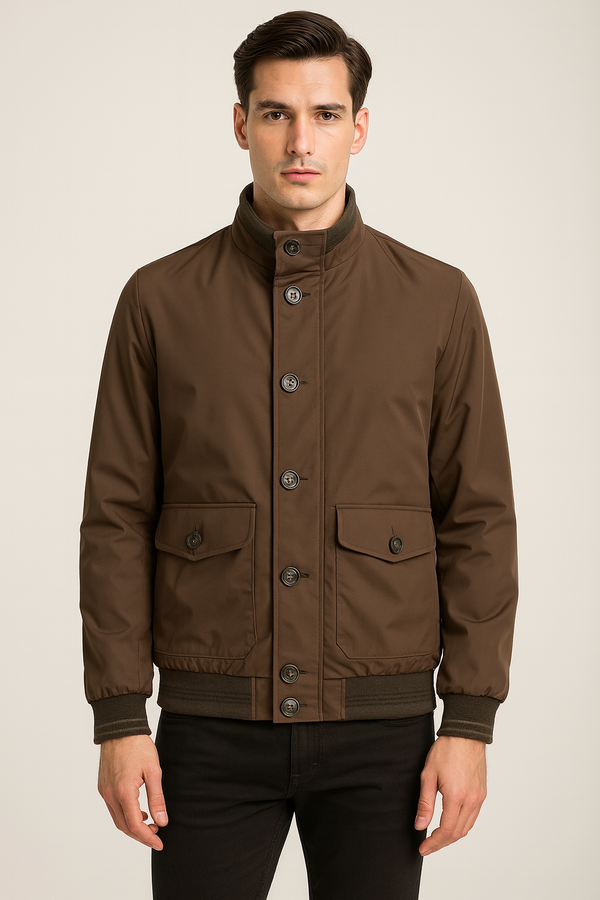 Bomber tessuto tecnico chiusura con bottoni