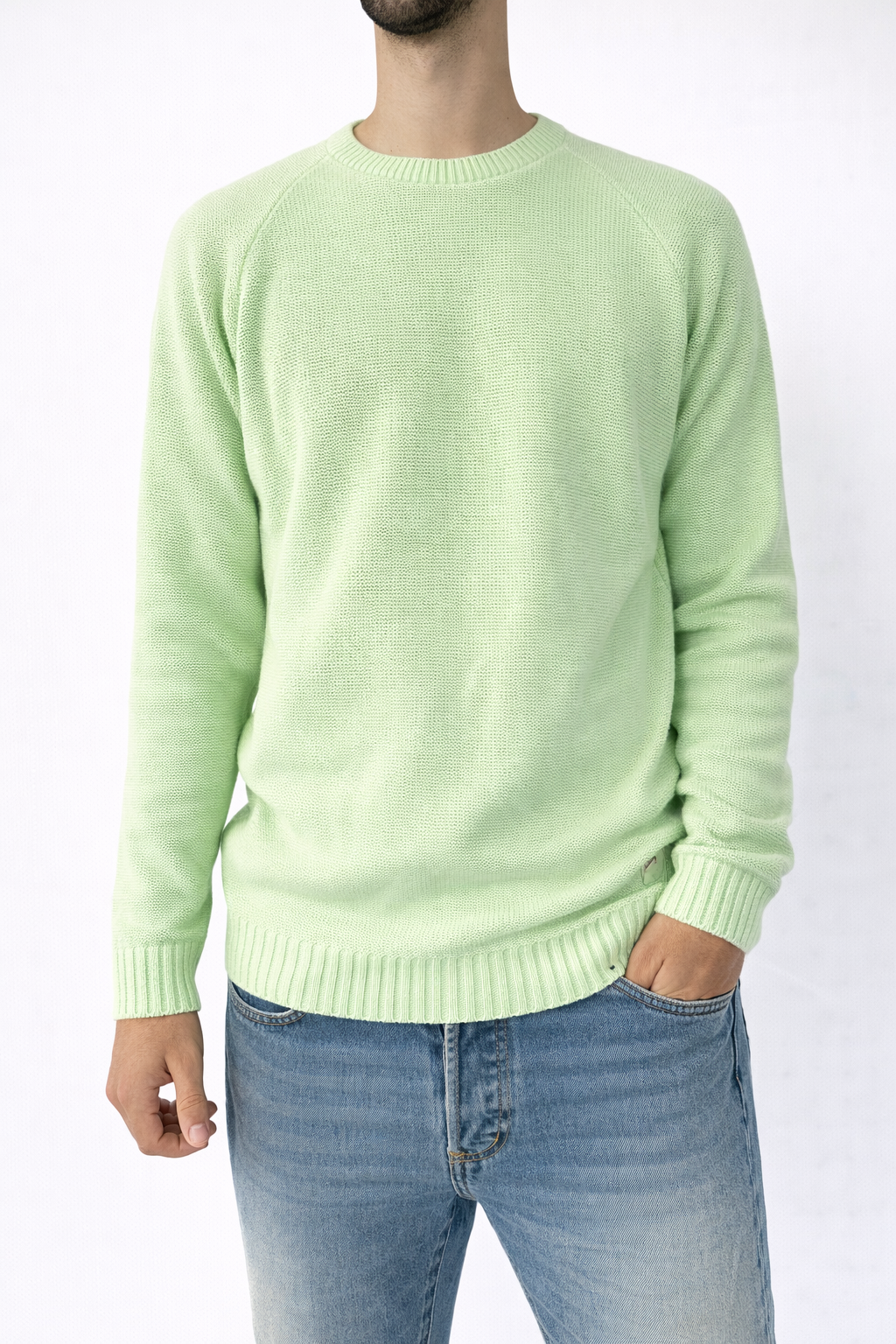 MAGLIONE GIROCOLLO BEIGE CON DETTAGLI SU POLSINI