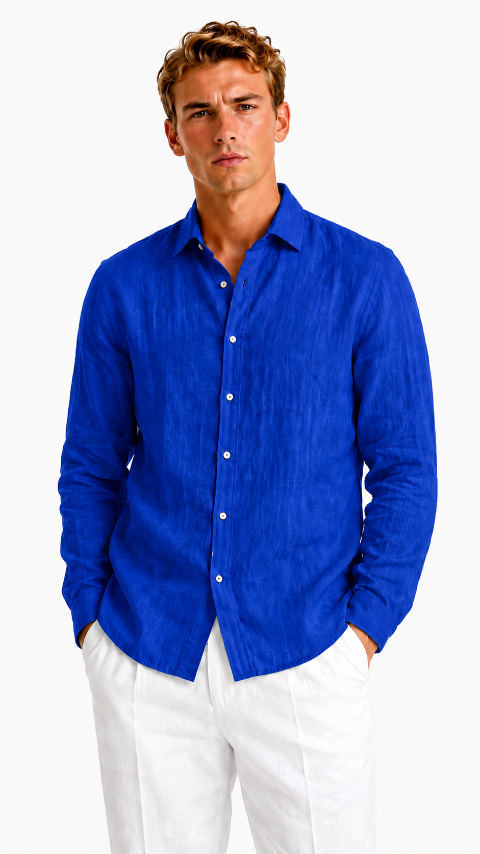 CAMICIA IN 100% LINO CON COLLO ITALIANO