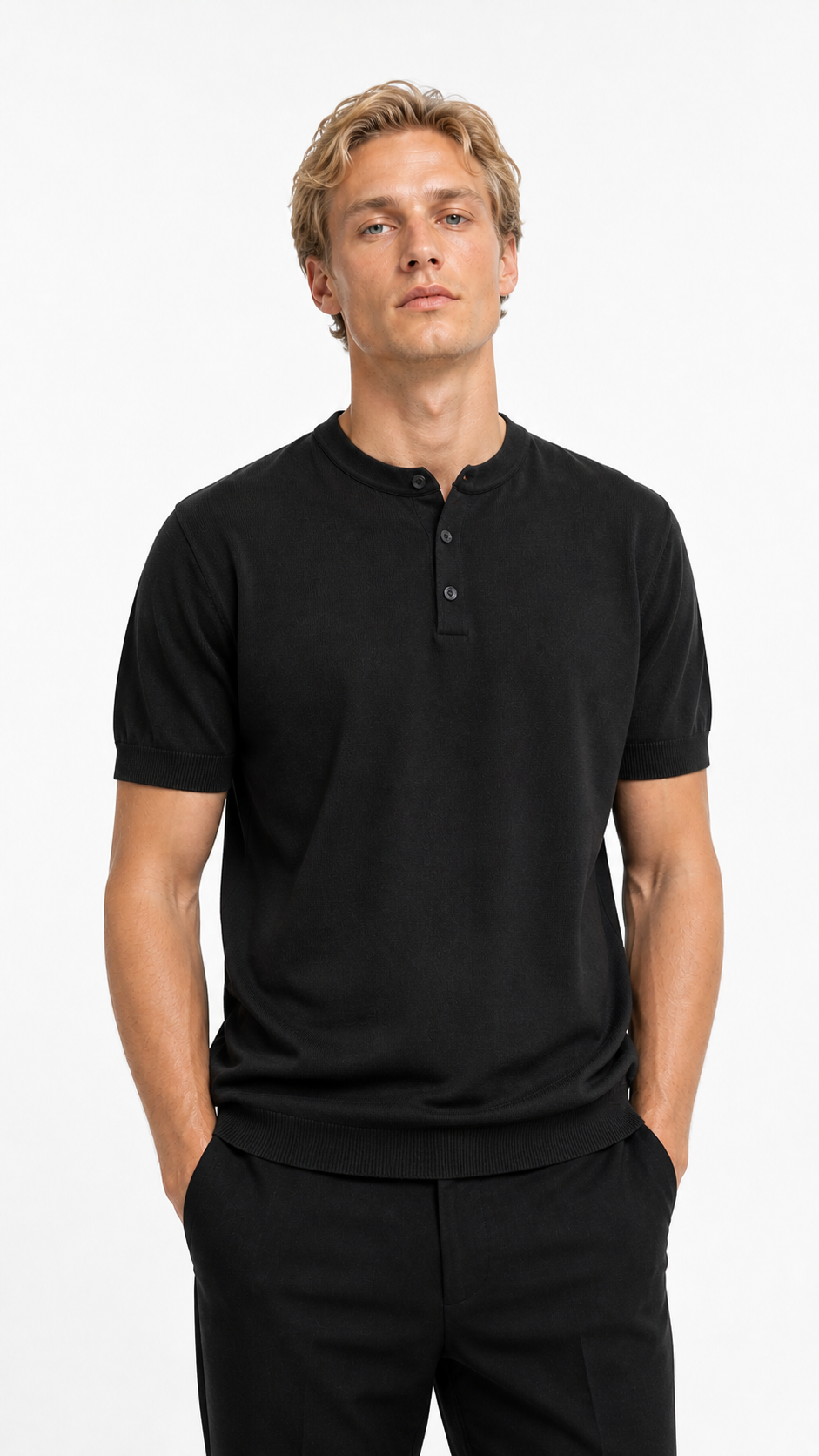 MAGLIA IN FILO SERAFINO 3 BOTTON | NERO