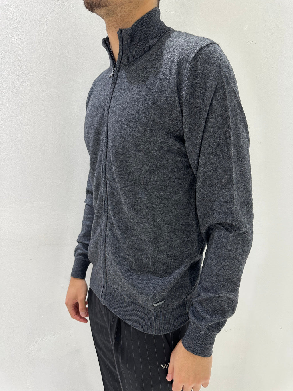 MAGLIONE CON ZIP IN MISTO CACHEMIRE