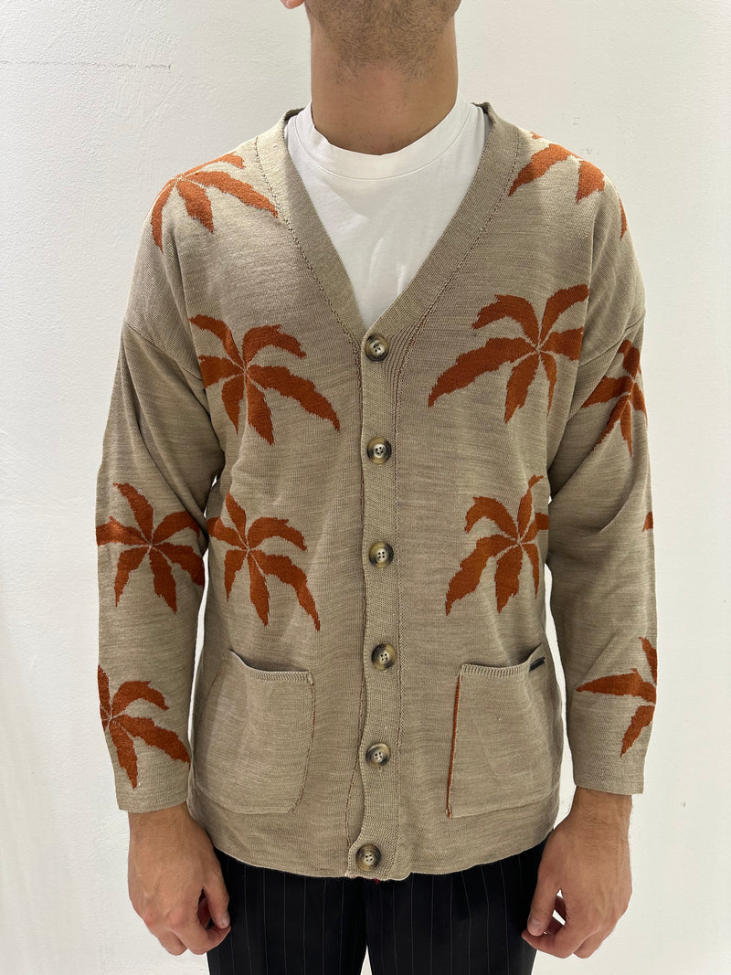 CARDIGAN CON BOTTONI E FANTASIA PALME
