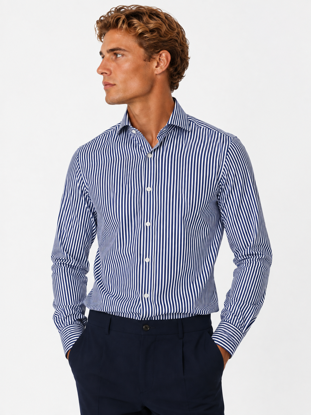 Camicia righe piccole collo italiano