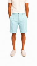 BERMUDA IN MISTO LINO CELESTE