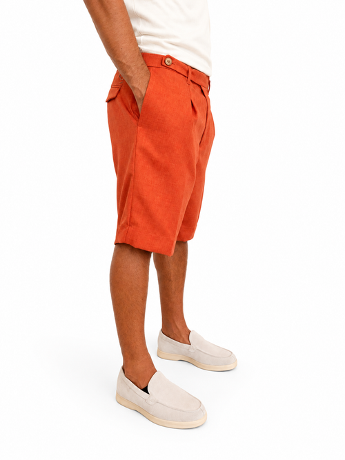 BERMUDA IN MISTO LINO ARANCIONE