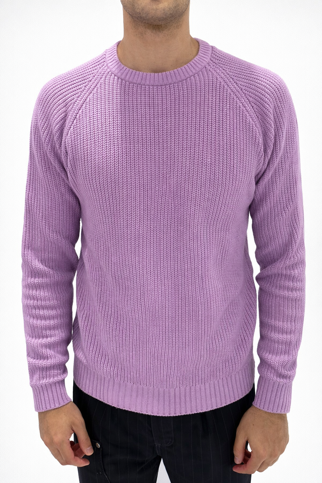 MAGLIONE GIROCOLLO CON DOPPIO COLLO GLICINE