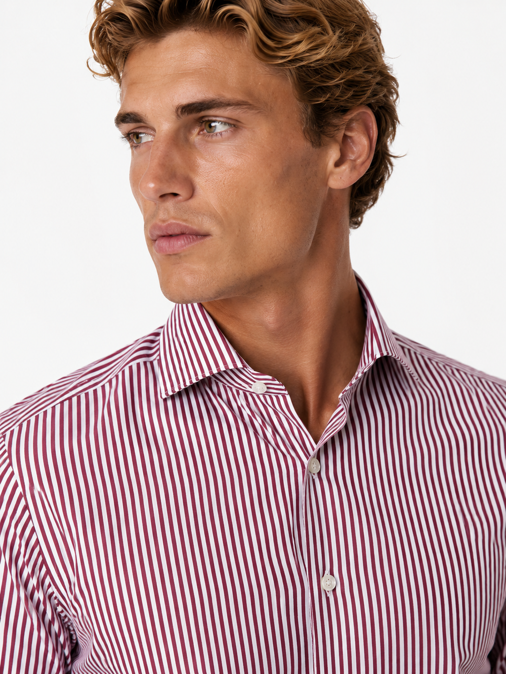 Camicia righe piccole collo italiano