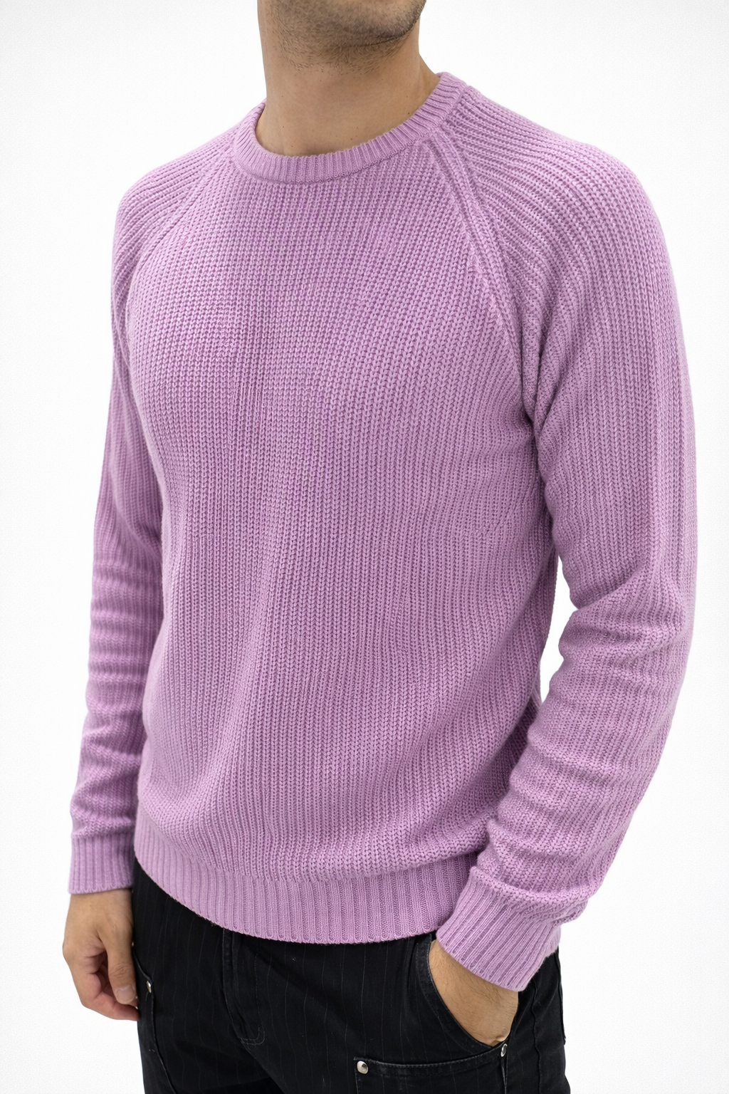 MAGLIONE GIROCOLLO CON DOPPIO COLLO GLICINE