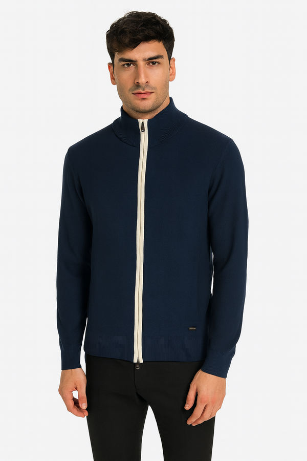 Cardigan doppia chiusura zip e bottoni