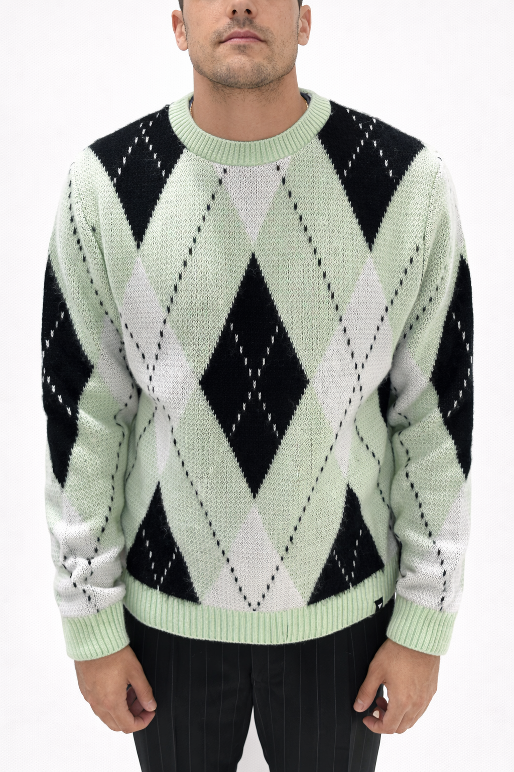 MAGLIONE CON FANTASIE BICOLORE A ROMBI