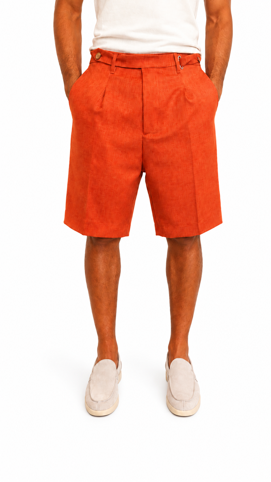 BERMUDA IN MISTO LINO ARANCIONE