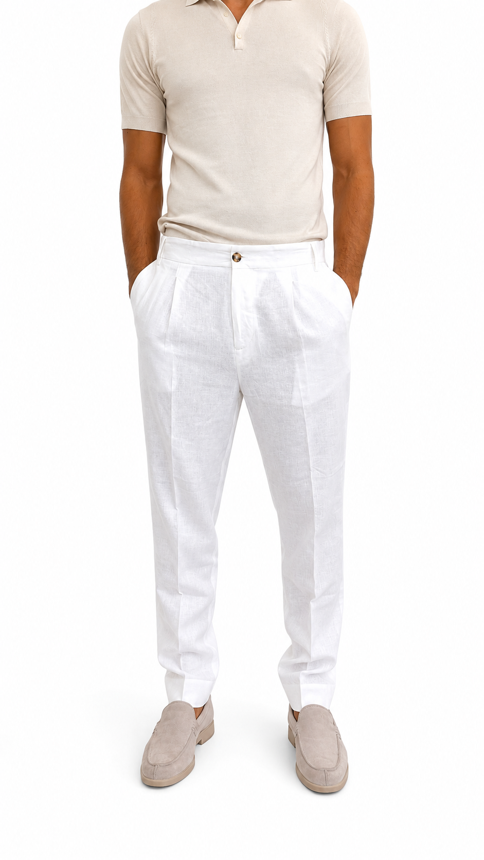 PANTALONE IN LINO BIANCO