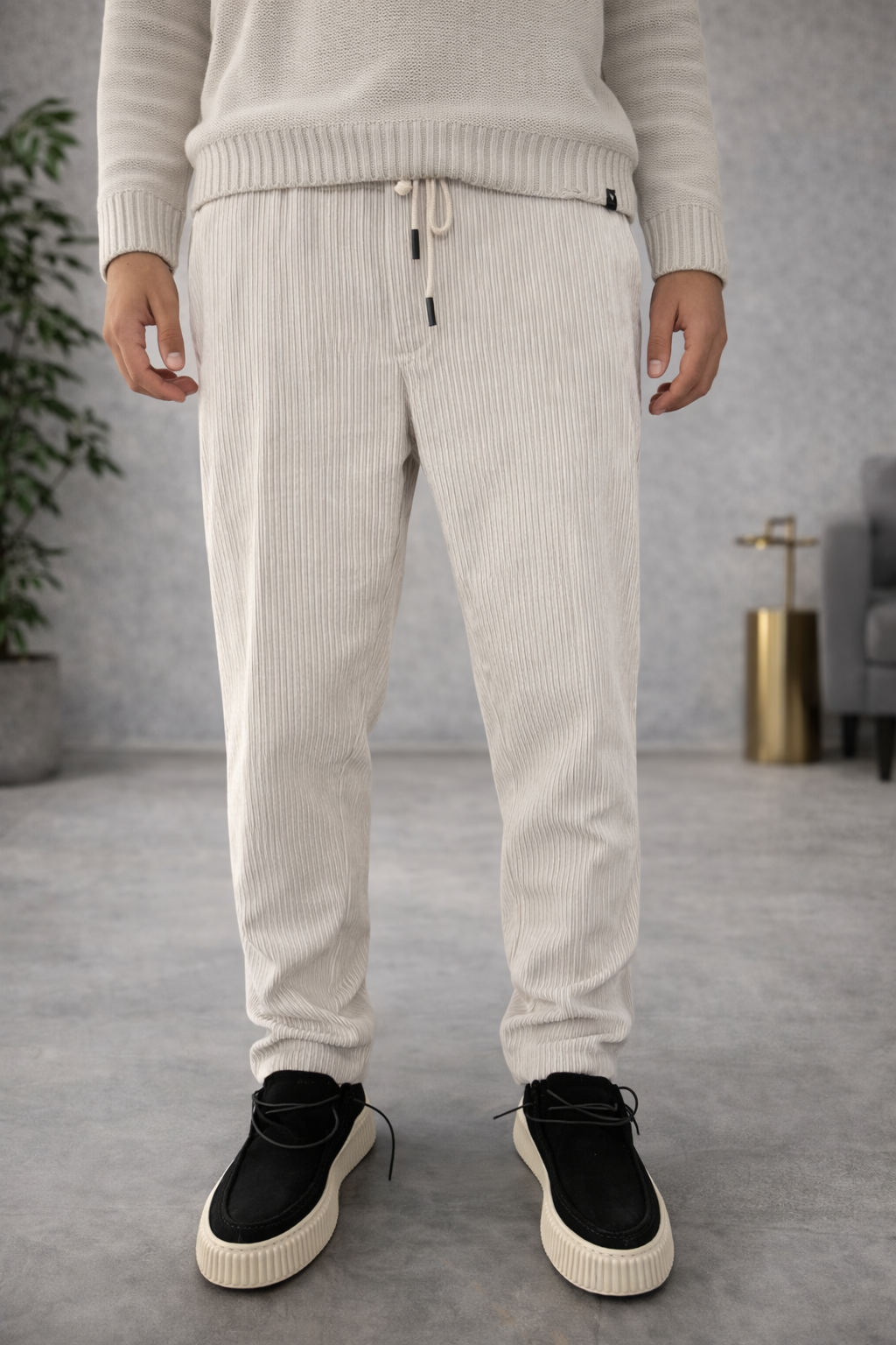 PANTALONE NEWMAN VELVET Why Not Brand GRIGIO CHIARO