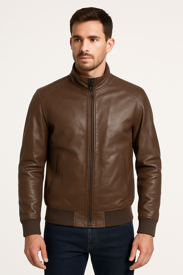 Bomber in ecopelle con zip
