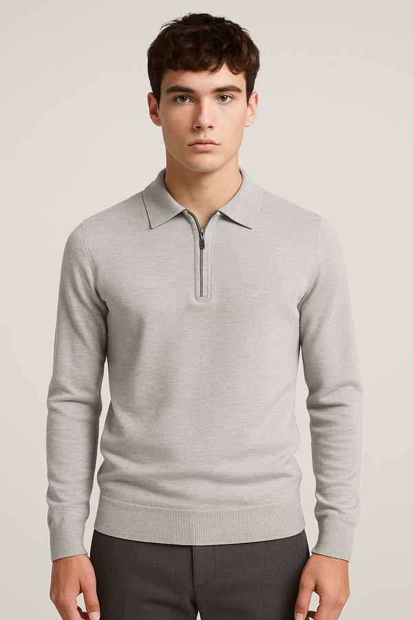 Polo manica lunga con zip