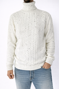 MAGLIONE COLLO ALTO CON DETTAGLI BIANCO
