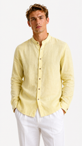 CAMICIA IN 100% LINO CON COLLO COREANO