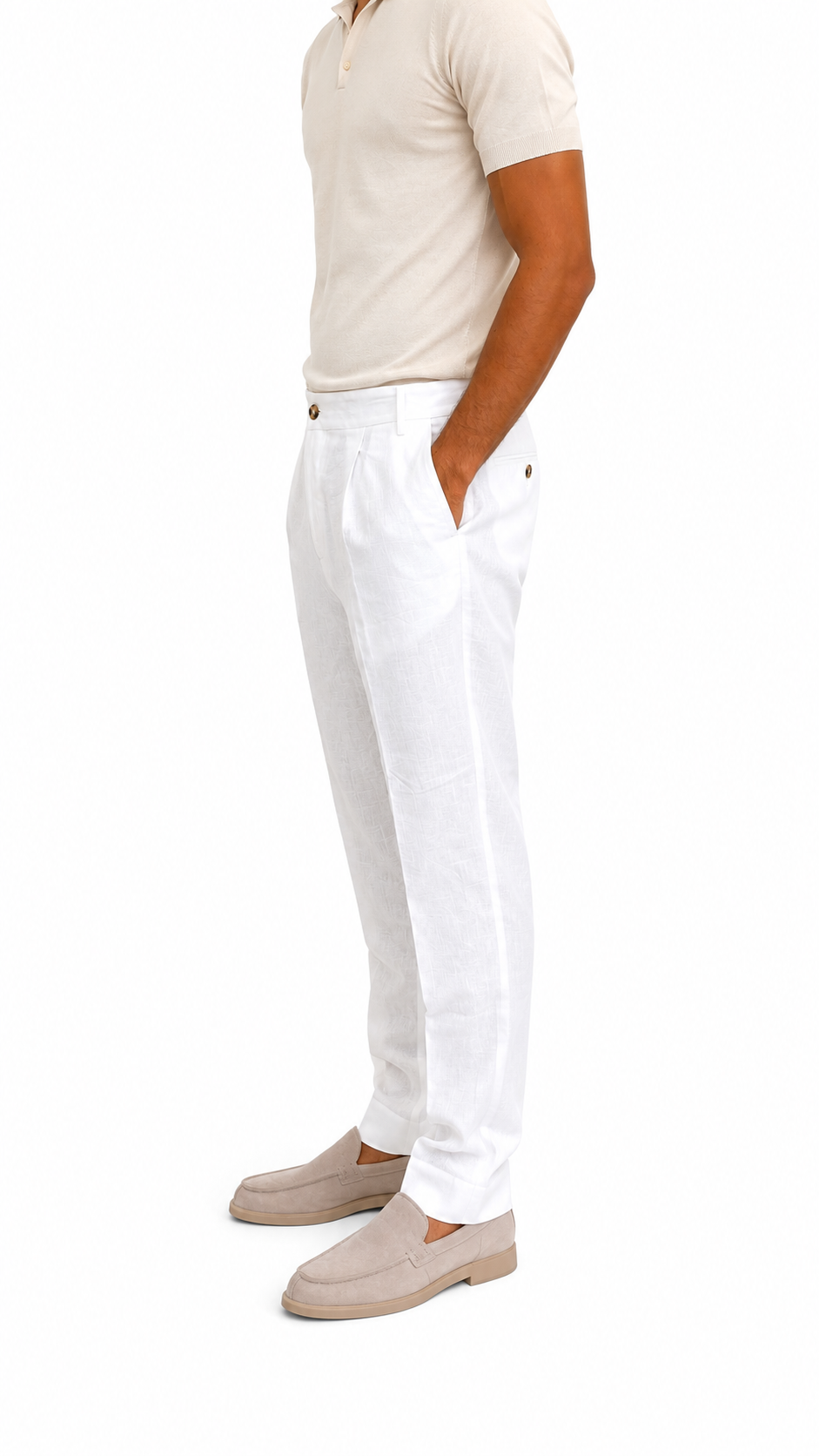 PANTALONE IN LINO BIANCO