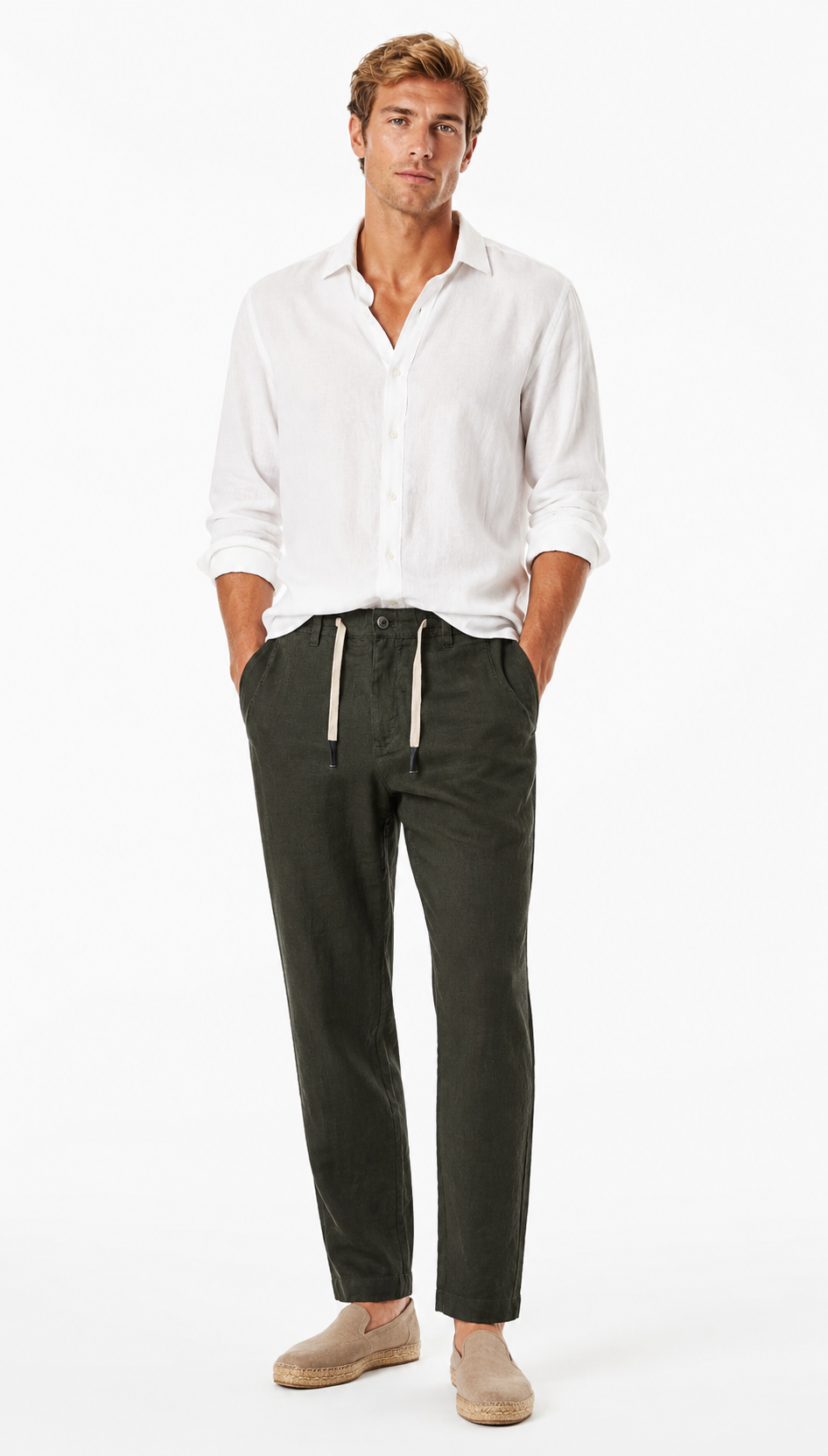 PANTALACCIO VERDE IN 100% LINO