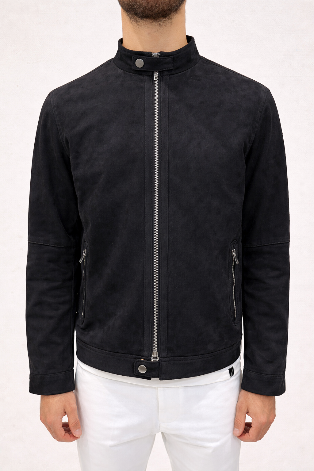 BIKER IN CAMOSCIO CON ZIP