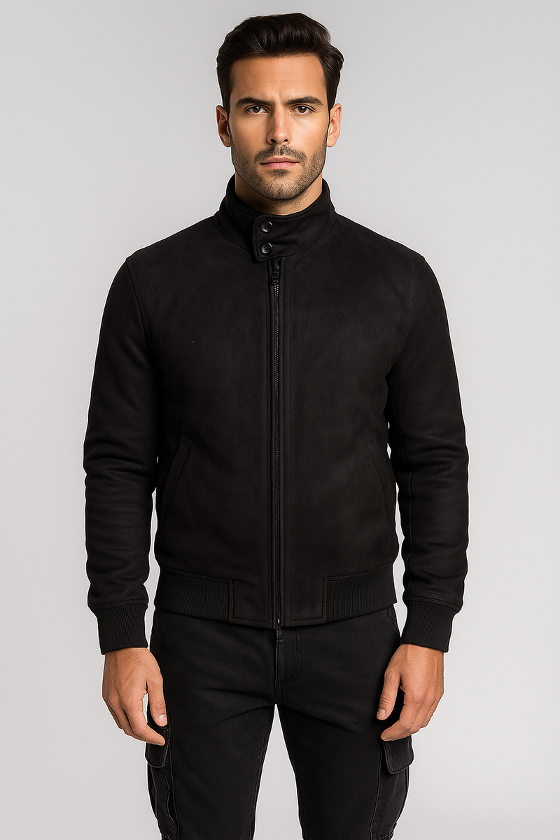 Bomber con collo coreano e chiusura a bottoni